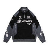 Black Air Printed Half Zipper Charcoal Shirt