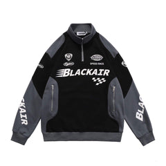 Black Air Printed Half Zipper Charcoal Shirt