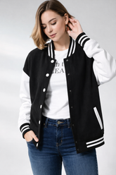 Black & White Varsity Jacket β Unisex | Apidote Pakistan