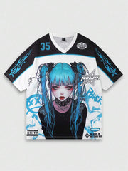 π₯ Power Play Anime Oversized Jersey Tee