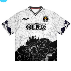 Black & White Monkey D. Luffy Anime Jersey β One Piece