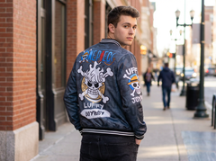 🔥 One Piece Luffy “Joy” Grey Bomber Jacket – Anime Streetwear Edition