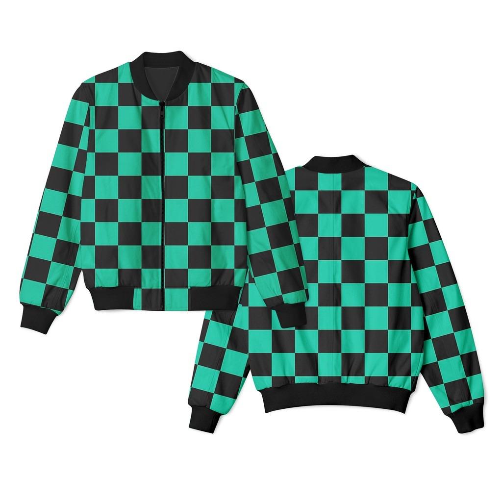 🟢 Tanjiro Kamado Checkered Bomber Jacket
