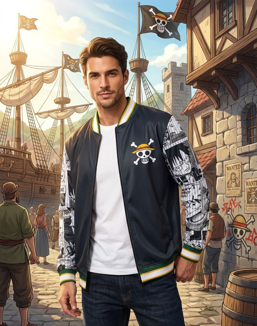 One Piece Straw Hat Bomber Jacket – Anime Streetwear Edition