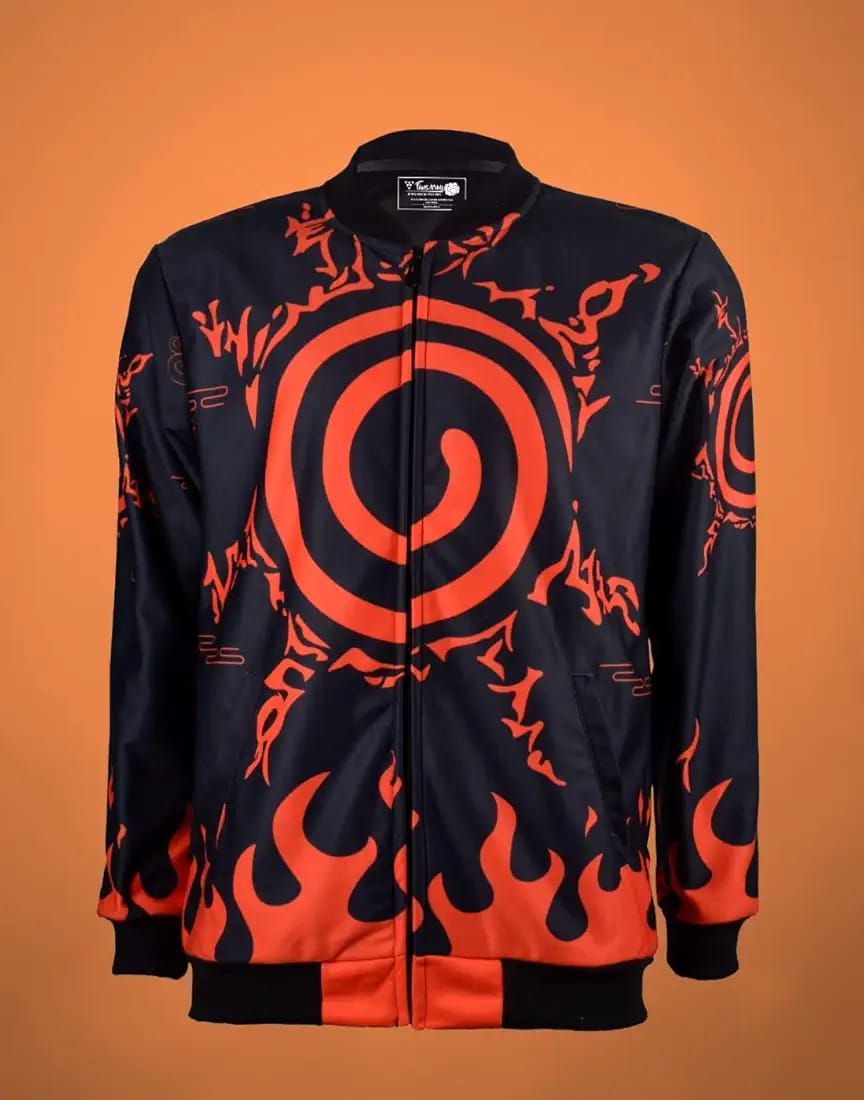 🔥 Naruto Nine-Tails Flame Bomber Jacket