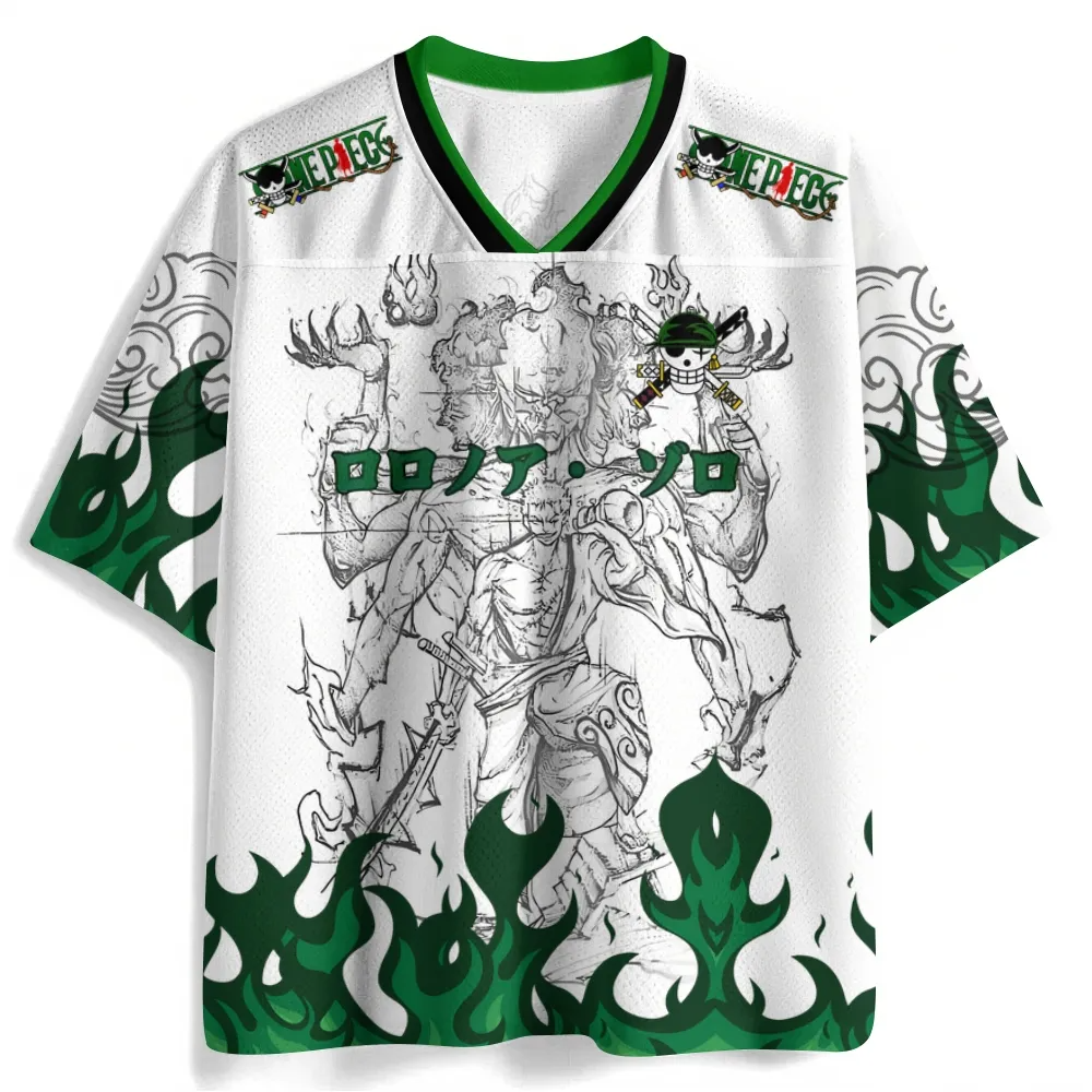 One Piece Green Flam Zoro Anime Jersey