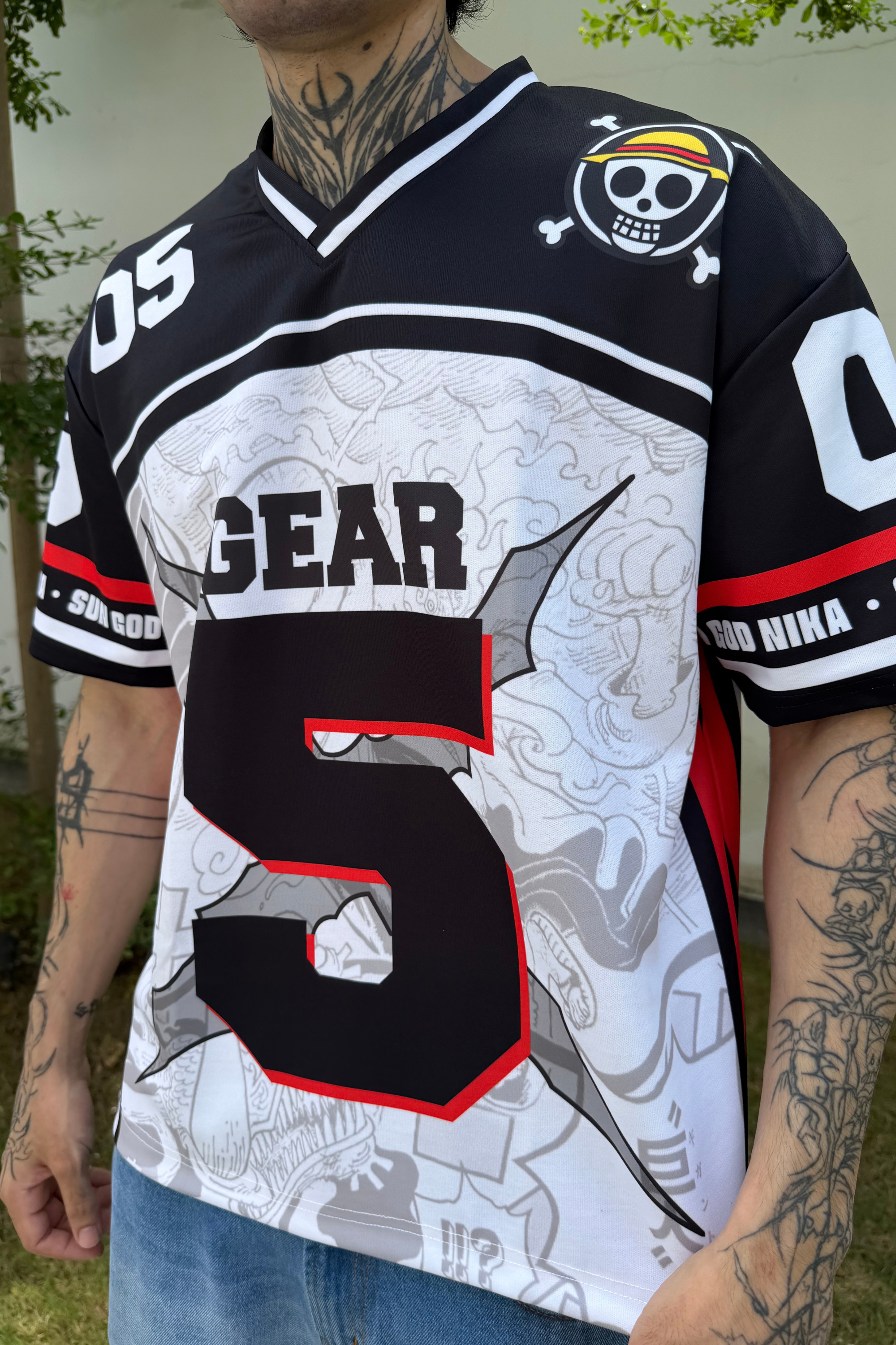 Monkey D. Luffy Gear 5 Jersey – Sun God Nika Premium Edition ☀️🔥