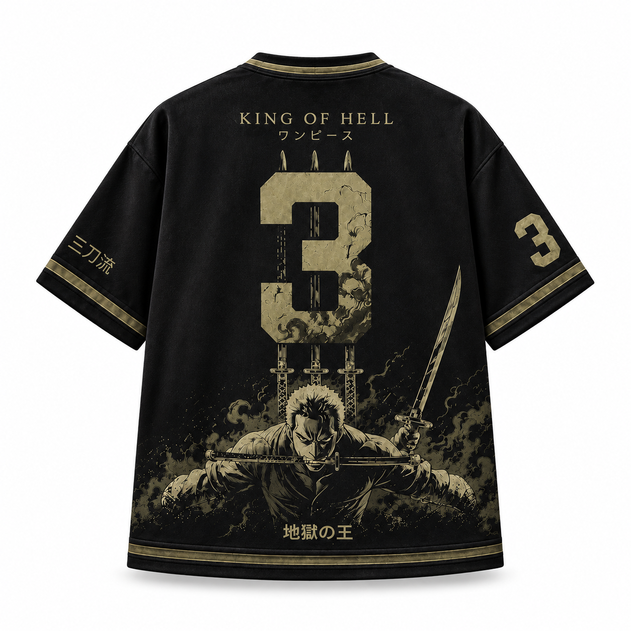 Roronoa Zoro King of Hell Jersey – Premium Black & Gold Edition ⚔️