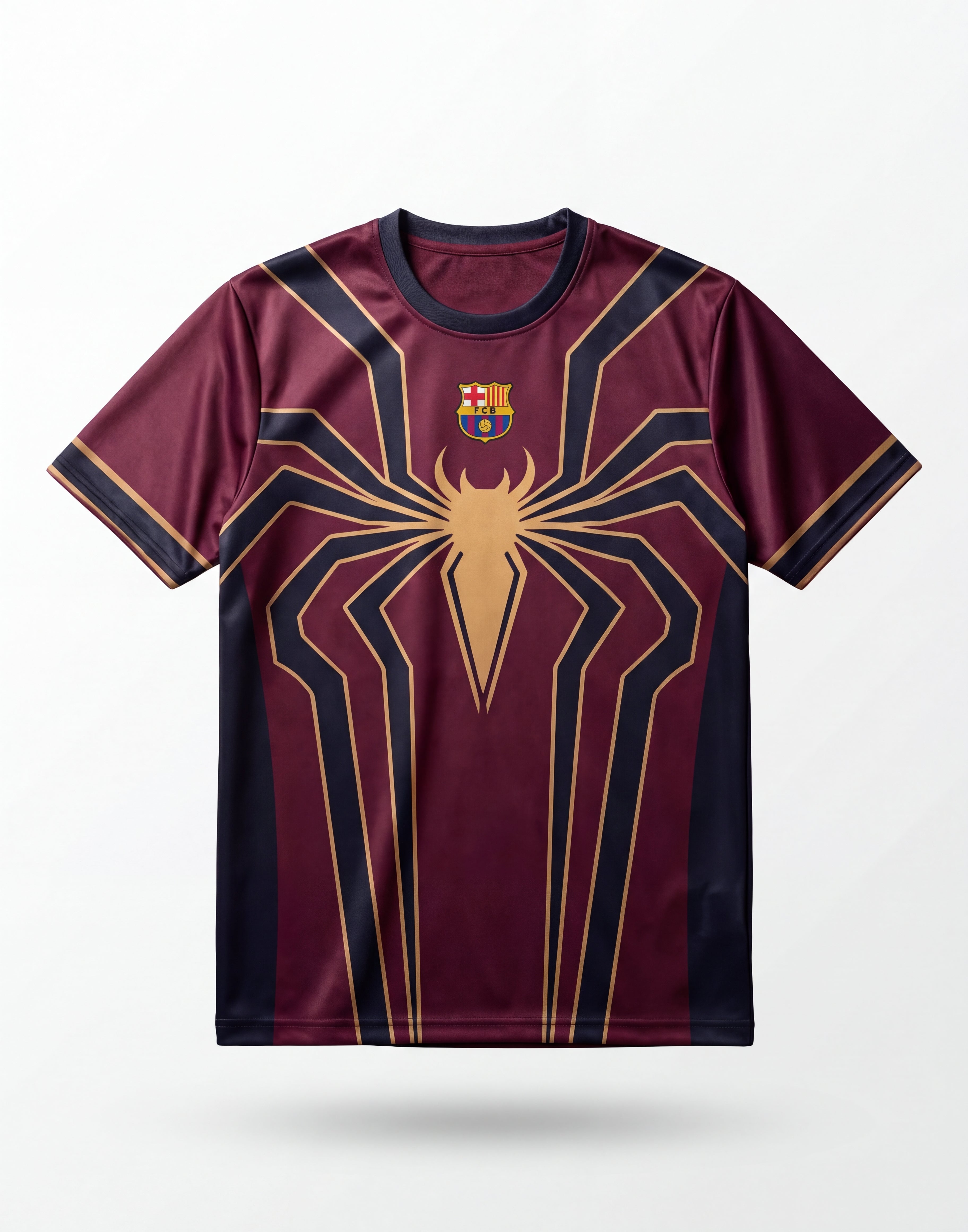 Spider-Man x Barcelona Inspired Jersey – Premium Maroon Gold Edition