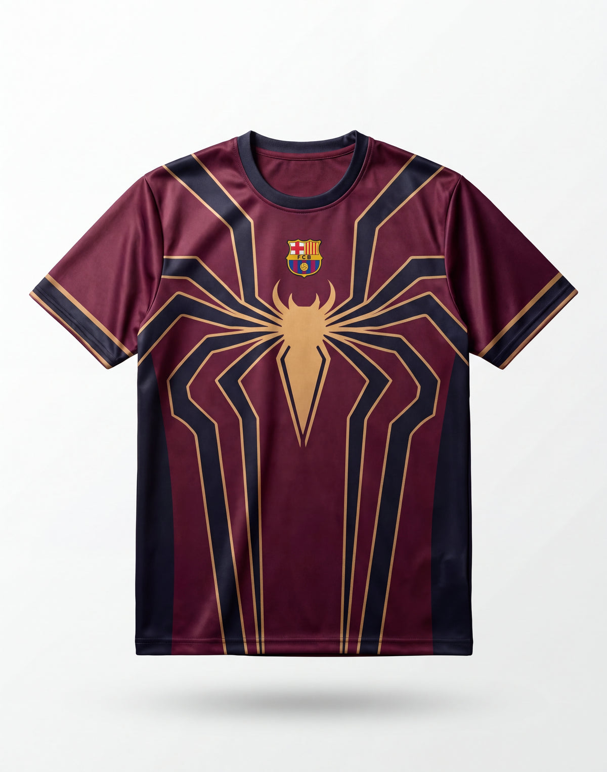 Spider-Man x Barcelona Inspired Jersey – Premium Maroon Gold Edition